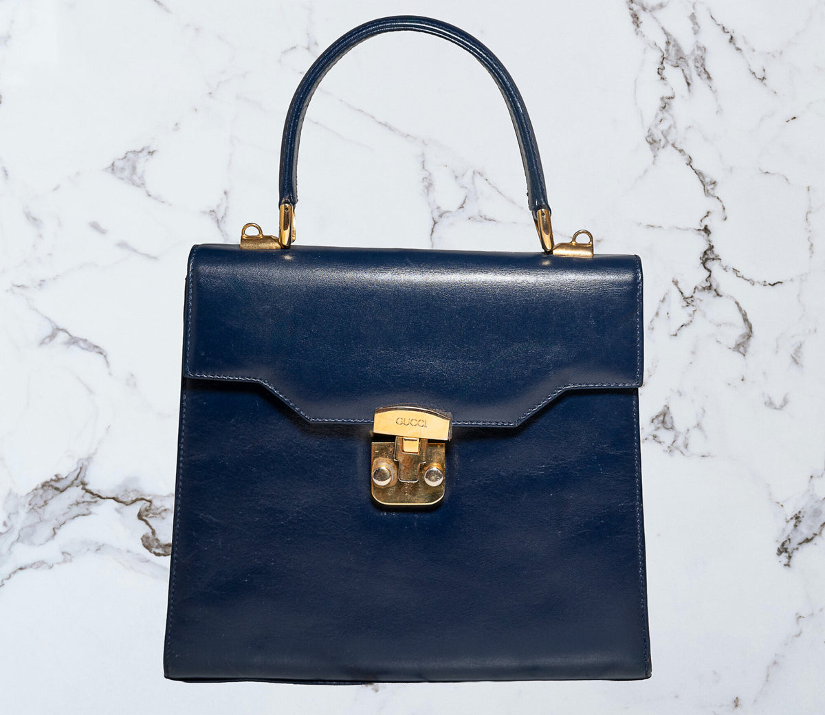 GUCCI Lady Lock Top Handle Leather Tote Bag