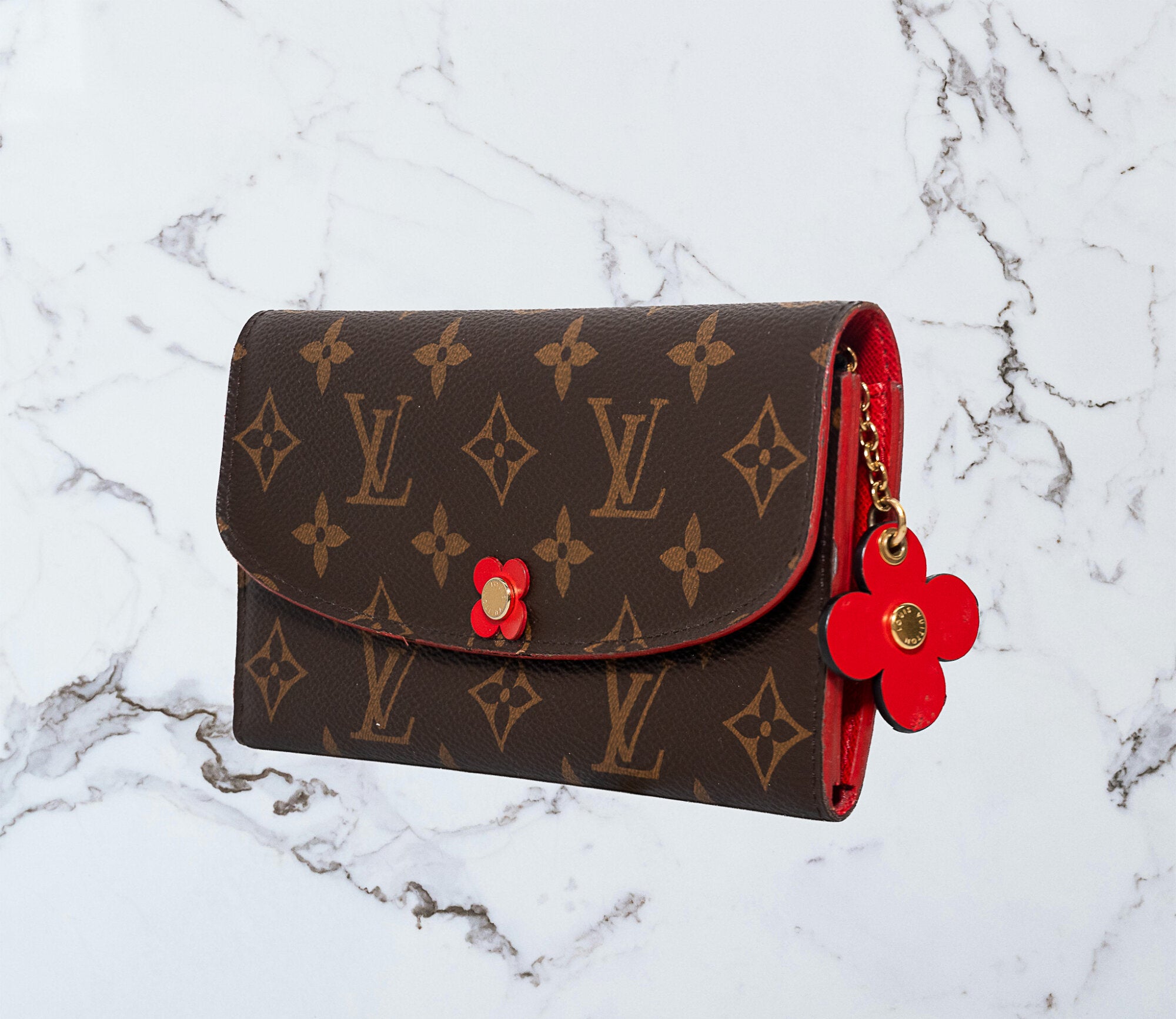 Louis Vuitton Monogram Bloom Flower Emilie Wallet Rouge