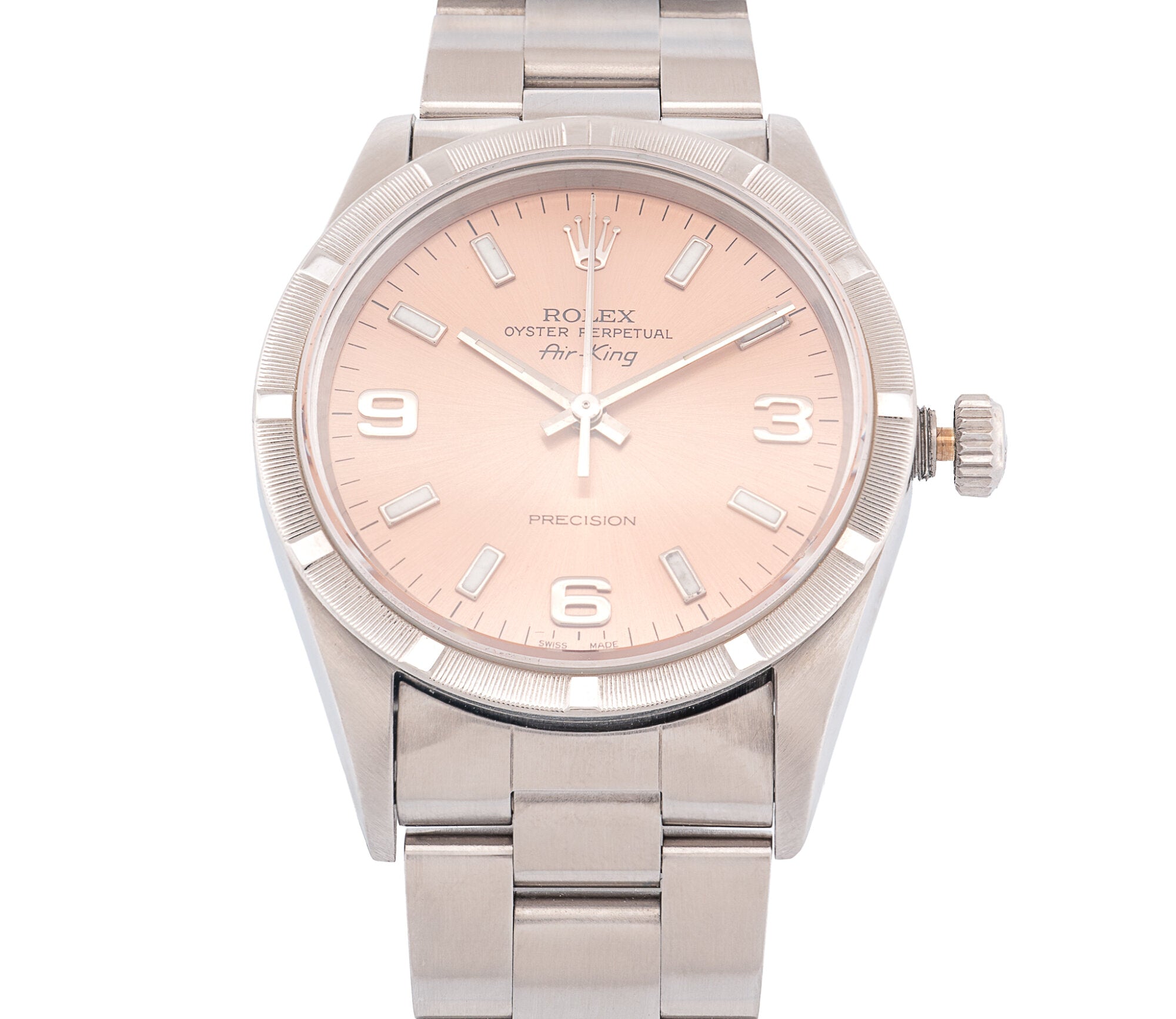 Rolex SS Air King Engine Turn bezel, 34mm