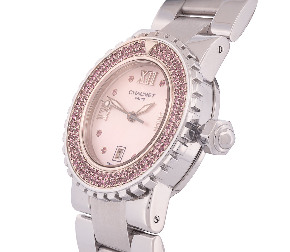 Chaumet Class One Stainless Steel Diamond Bezel 31mm Pink Dial Quartz Watch