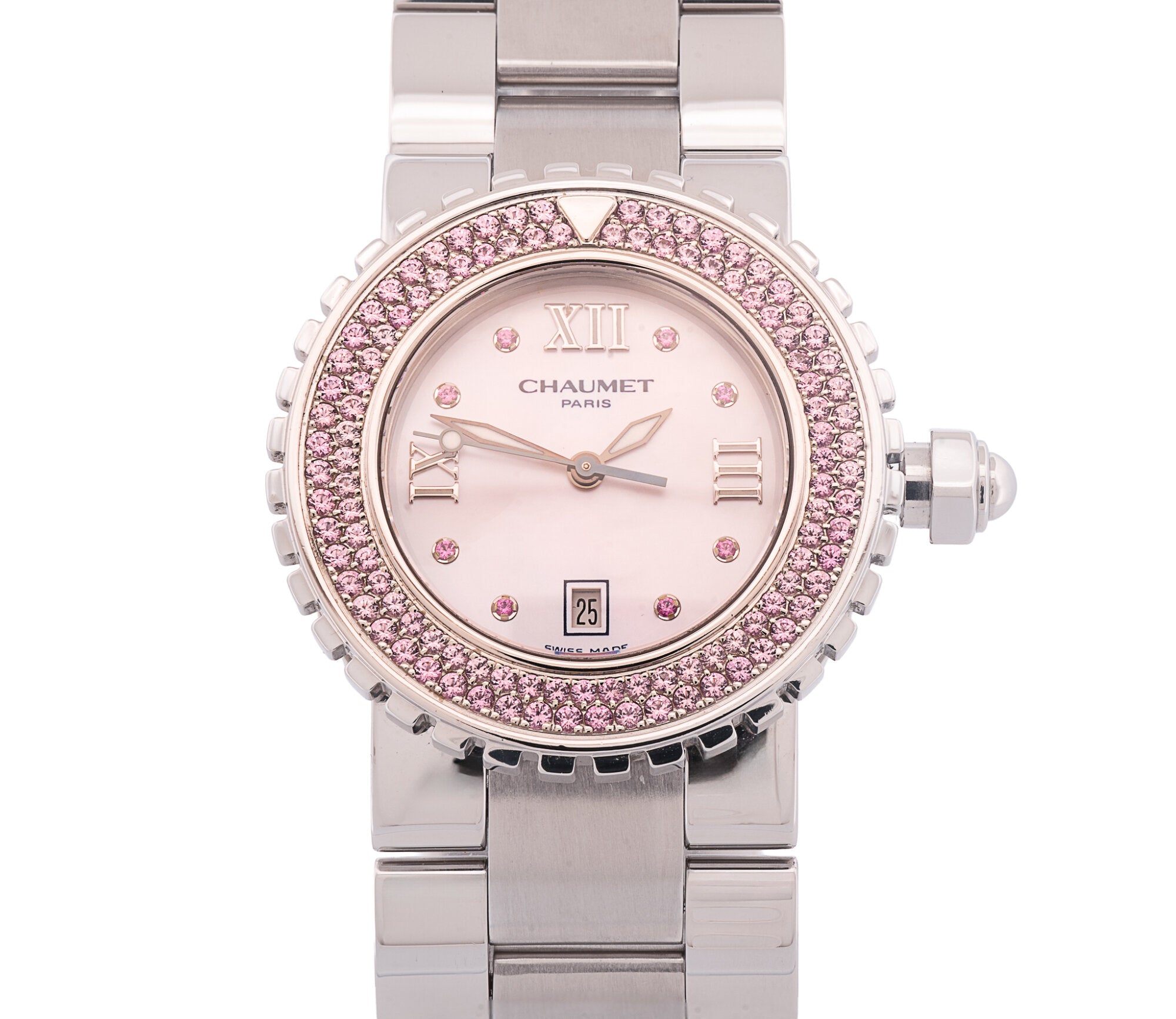 Chaumet Class One Stainless Steel Diamond Bezel 31mm Pink Dial Quartz Watch
