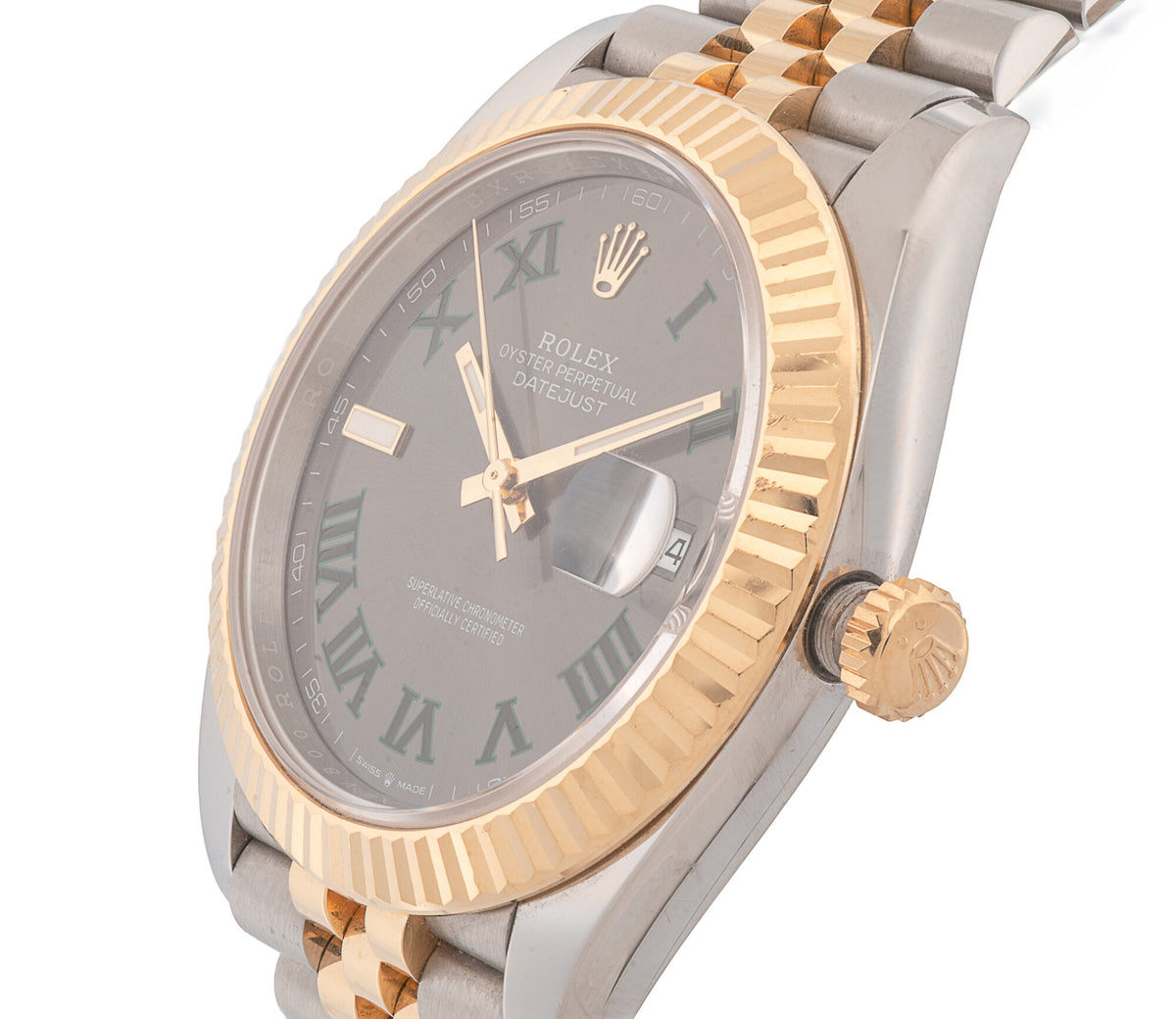 Rolex Datejust 41mm Two-Tone 18k Gold & Steel Wimbledon Dial Jubilee Band Ref 126333 with Box & Papers