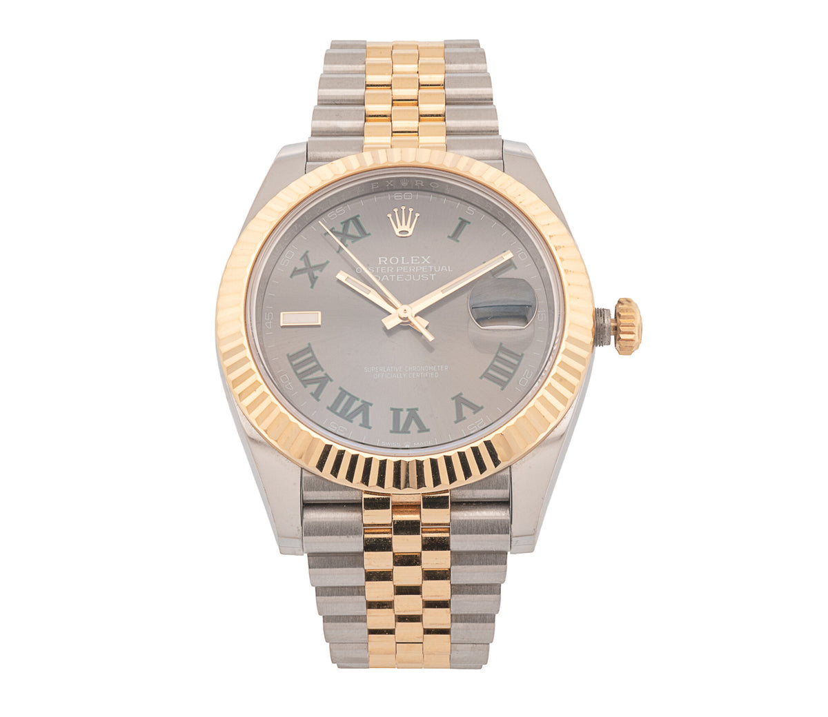 Rolex Datejust 41mm Two-Tone 18k Gold & Steel Wimbledon Dial Jubilee Band Ref 126333 with Box & Papers
