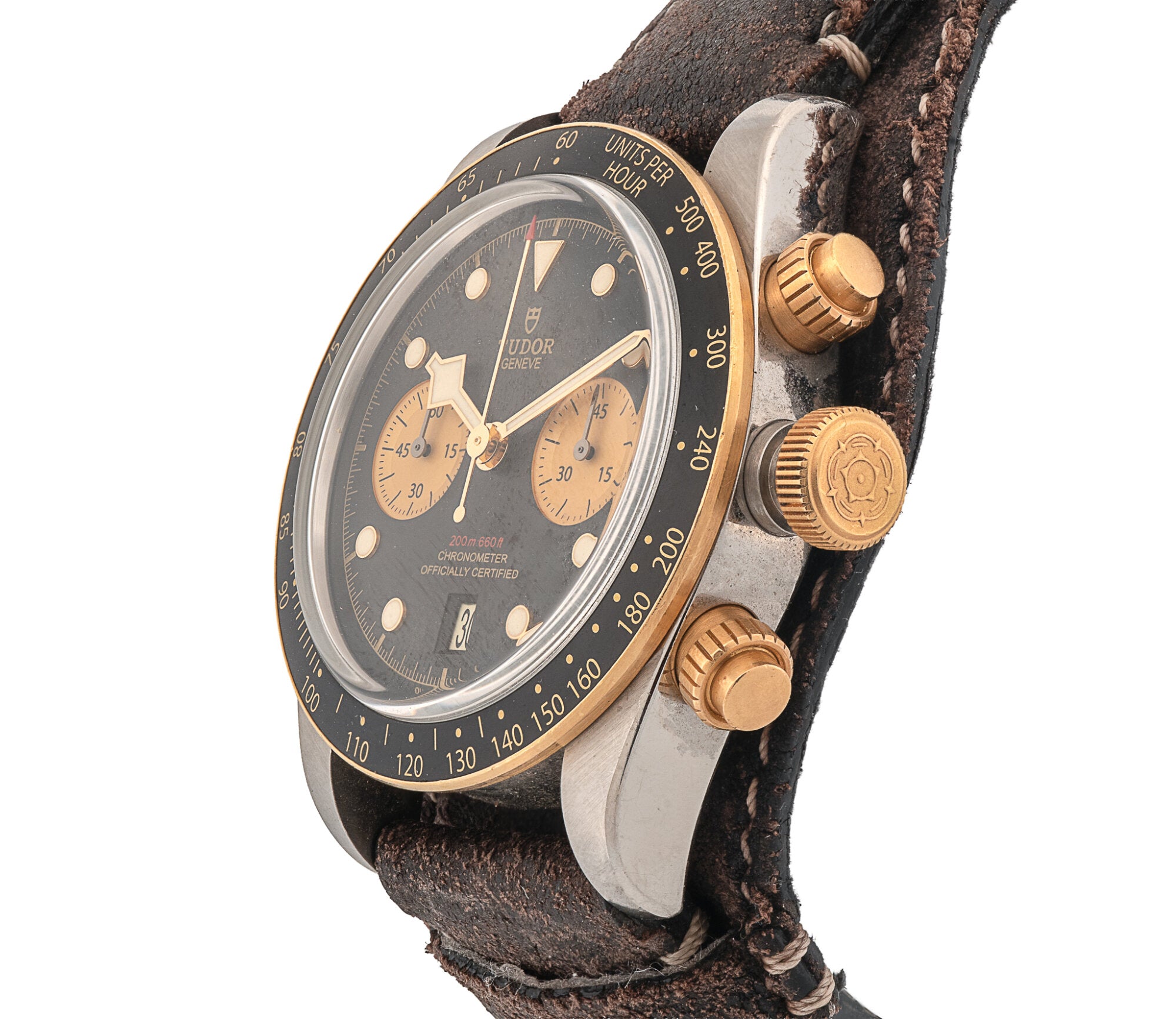 Tudor Black Bay Chronograph S&G 41mm Men's Automatic Watch 79363N Black Dial Leather Band
