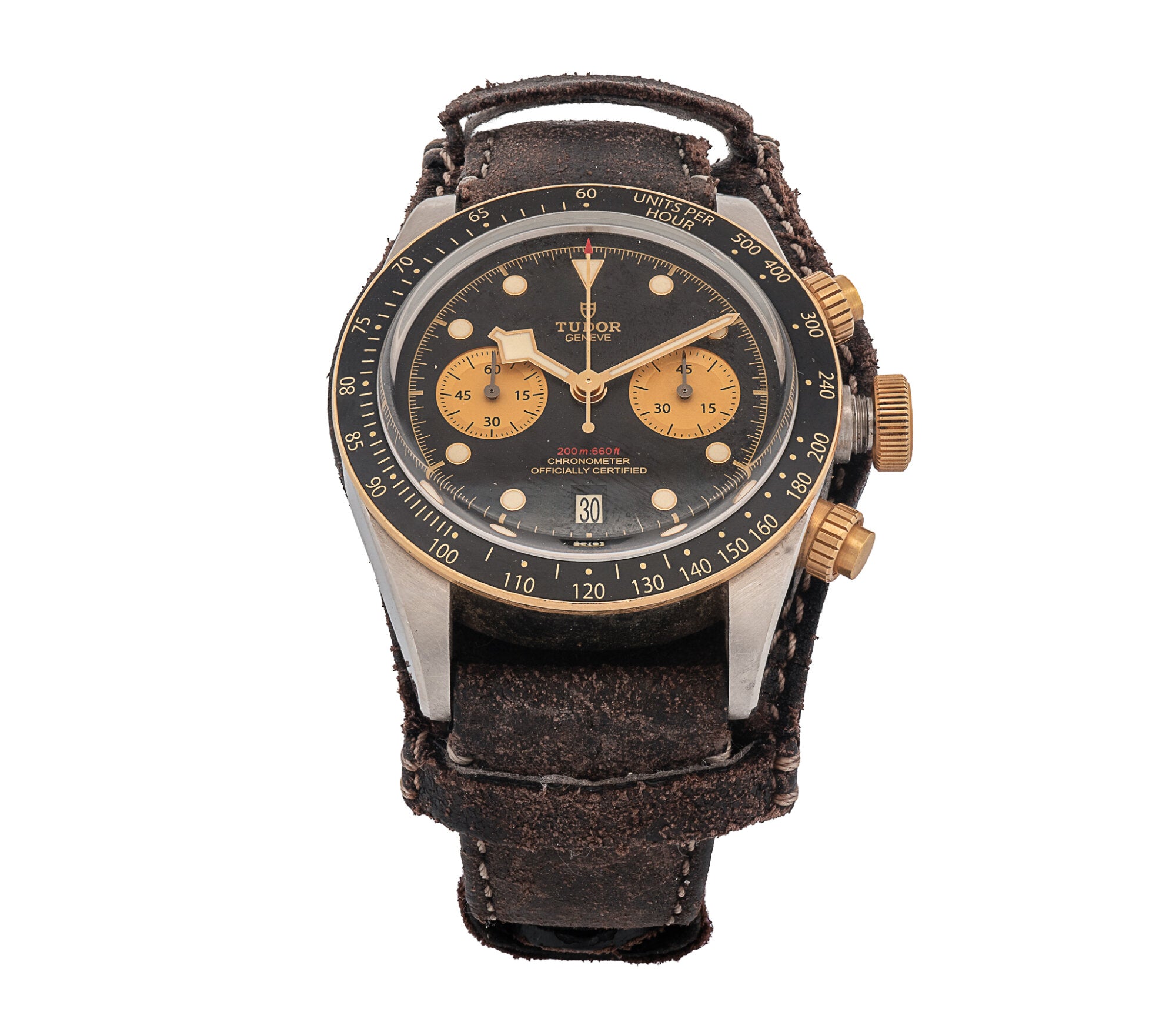 Tudor Black Bay Chronograph S&G 41mm Men's Automatic Watch 79363N Black Dial Leather Band