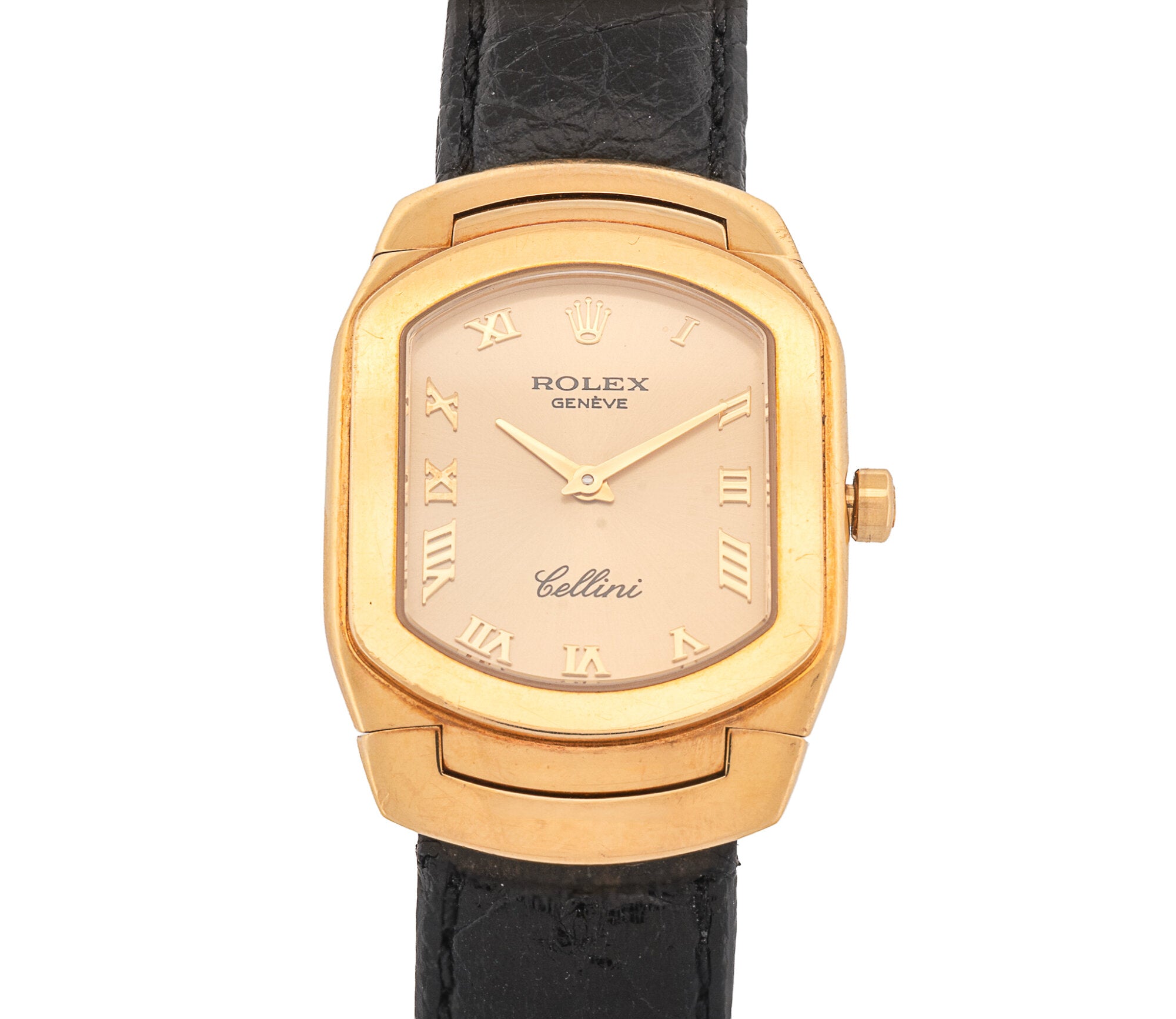 Rolex Cellini Cellissima 6631 Women's 18k Yellow Gold 30mm Champagne Dial Crocodile Band Quartz Watch