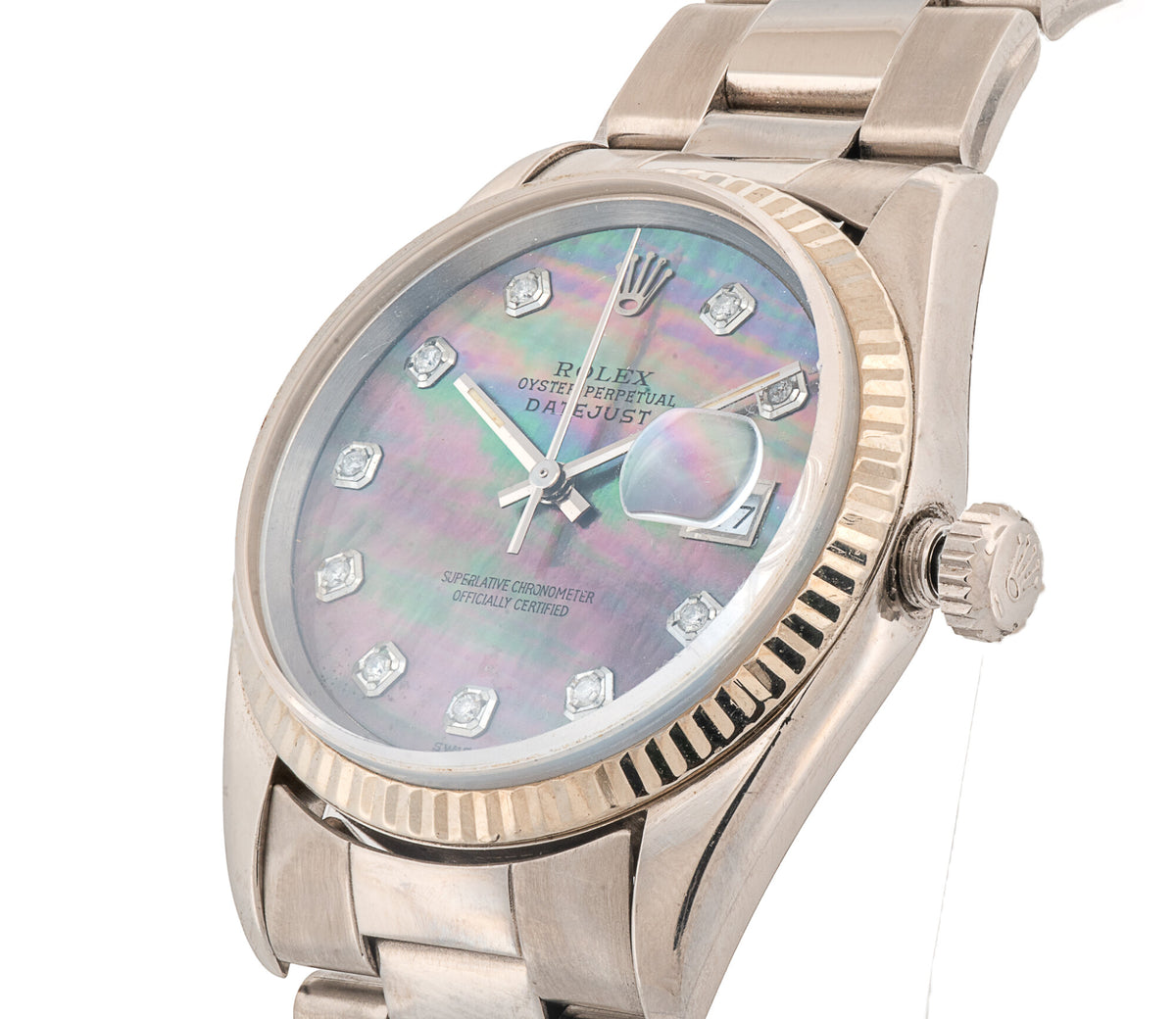 Rolex Datejust 36mm Men's Stainless Steel & 18k Gold Fluted Bezel MOP Dial Automatic Watch Ref 16230
