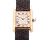 Cartier Tank Louis 18k Yellow Gold 30mm Off-White Roman Numeral Dial Alligator Strap Manual Wind Watch Ref 78086