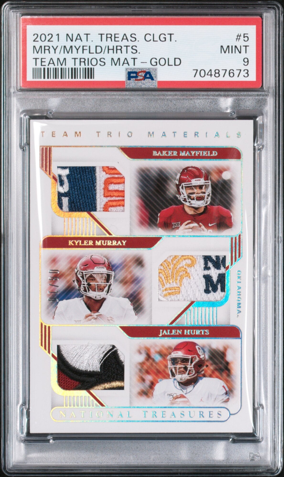 2021 National Treasure  Murray, Mayfield, Hurts. Team Trios Gold /10 PSA 9