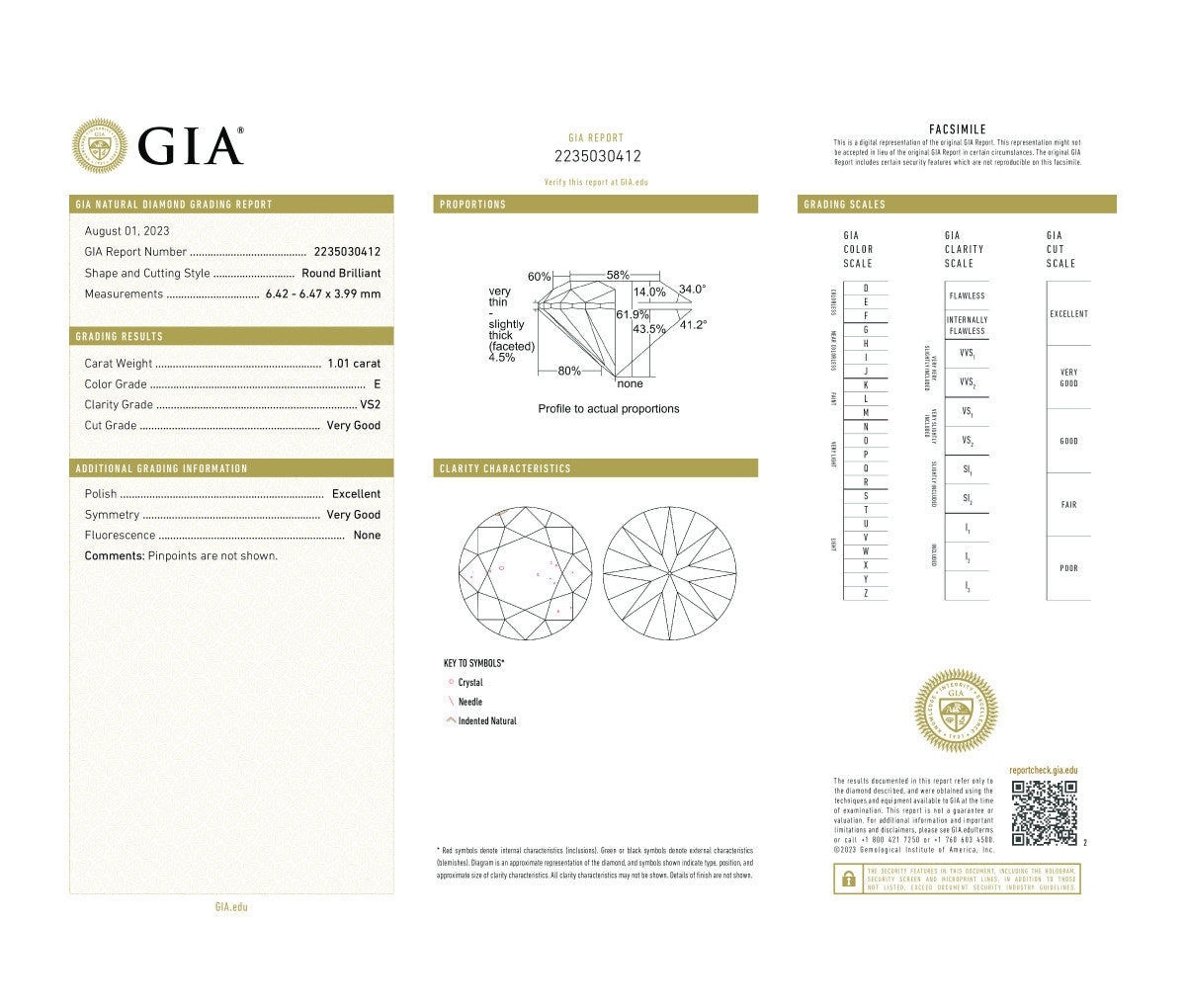 Round Brilliant 1.01 E VS2  GIA Certified Diamond