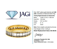 18K Yellow Gold 3.0 CTTW Emerald Natural Diamond Eternity Band