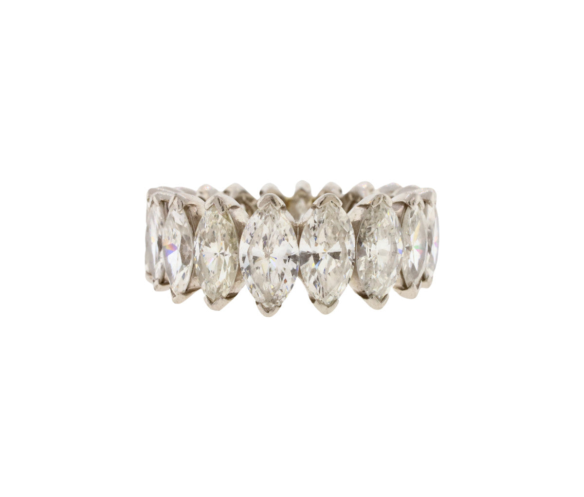 Platinum 5.36 Ct Graduated Marquise Diamond Eternity Wedding Band