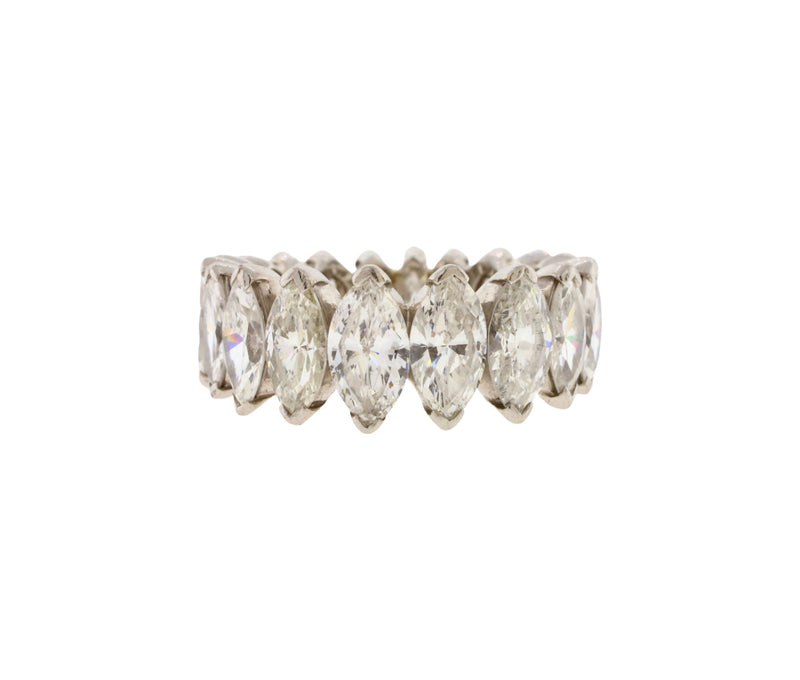 Platinum 5.36 Ct Graduated Marquise Diamond Eternity Wedding Band