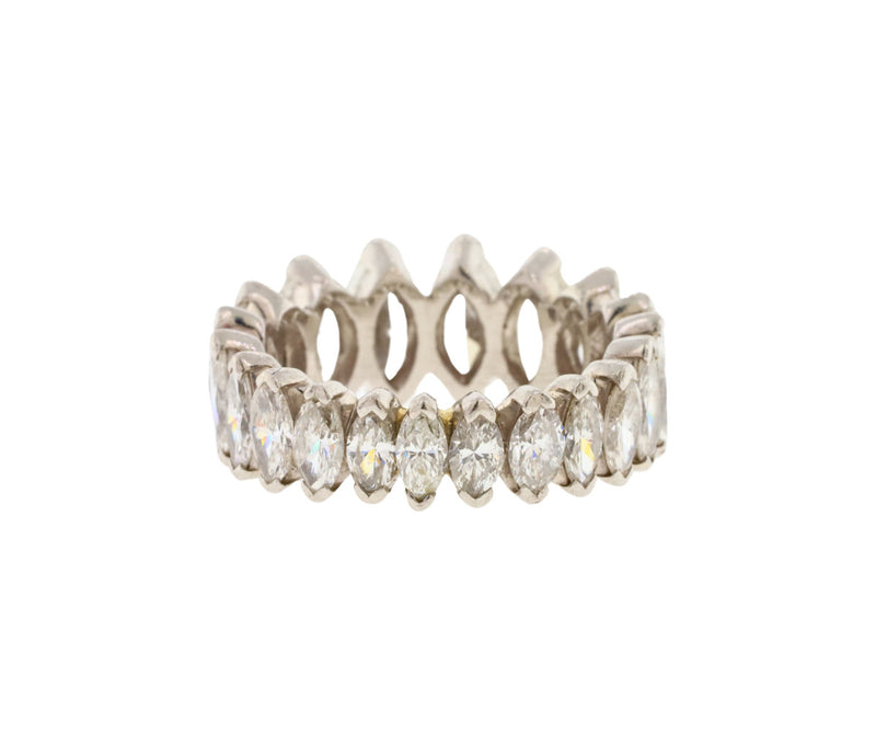 Platinum 5.36 Ct Graduated Marquise Diamond Eternity Wedding Band