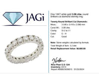 14K White Gold 3.08ct Round Brilliant Cut Diamond Eternity Ring