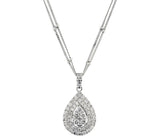 14K White Gold 1.33ct Diamond Teardrop Pendant Necklace 18.5"