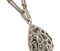 14K White Gold 1.33ct Diamond Teardrop Pendant Necklace 18.5"