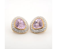 Women's 18k Kunzite Heart & Diamond Halo Bold Link Necklace Set
