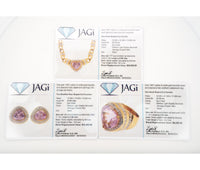 Women's 18k Kunzite Heart & Diamond Halo Bold Link Necklace Set