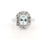Women's 14k Diamond & Aquamarine Halo Ring