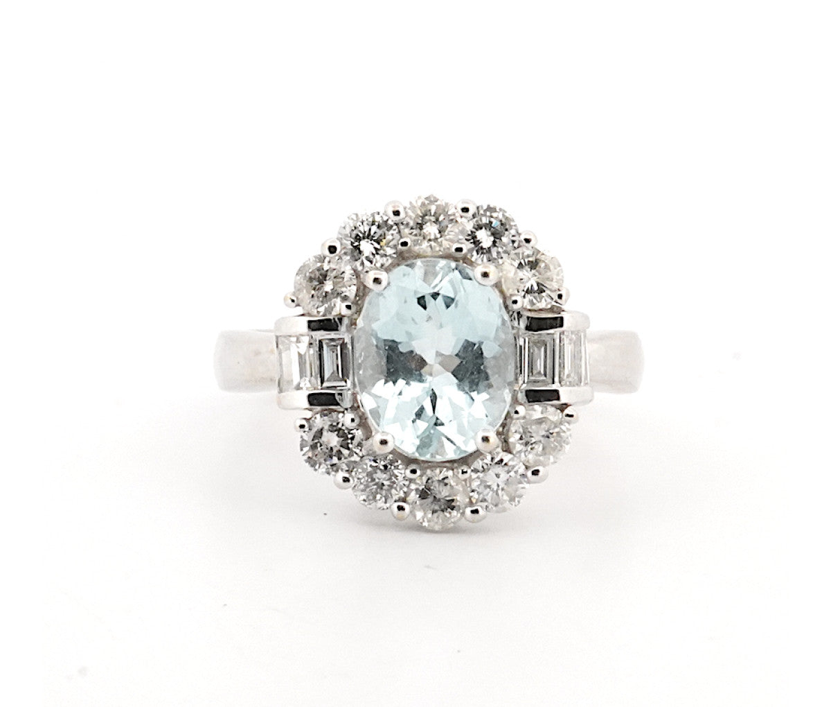 Women's 14k Diamond & Aquamarine Halo Ring