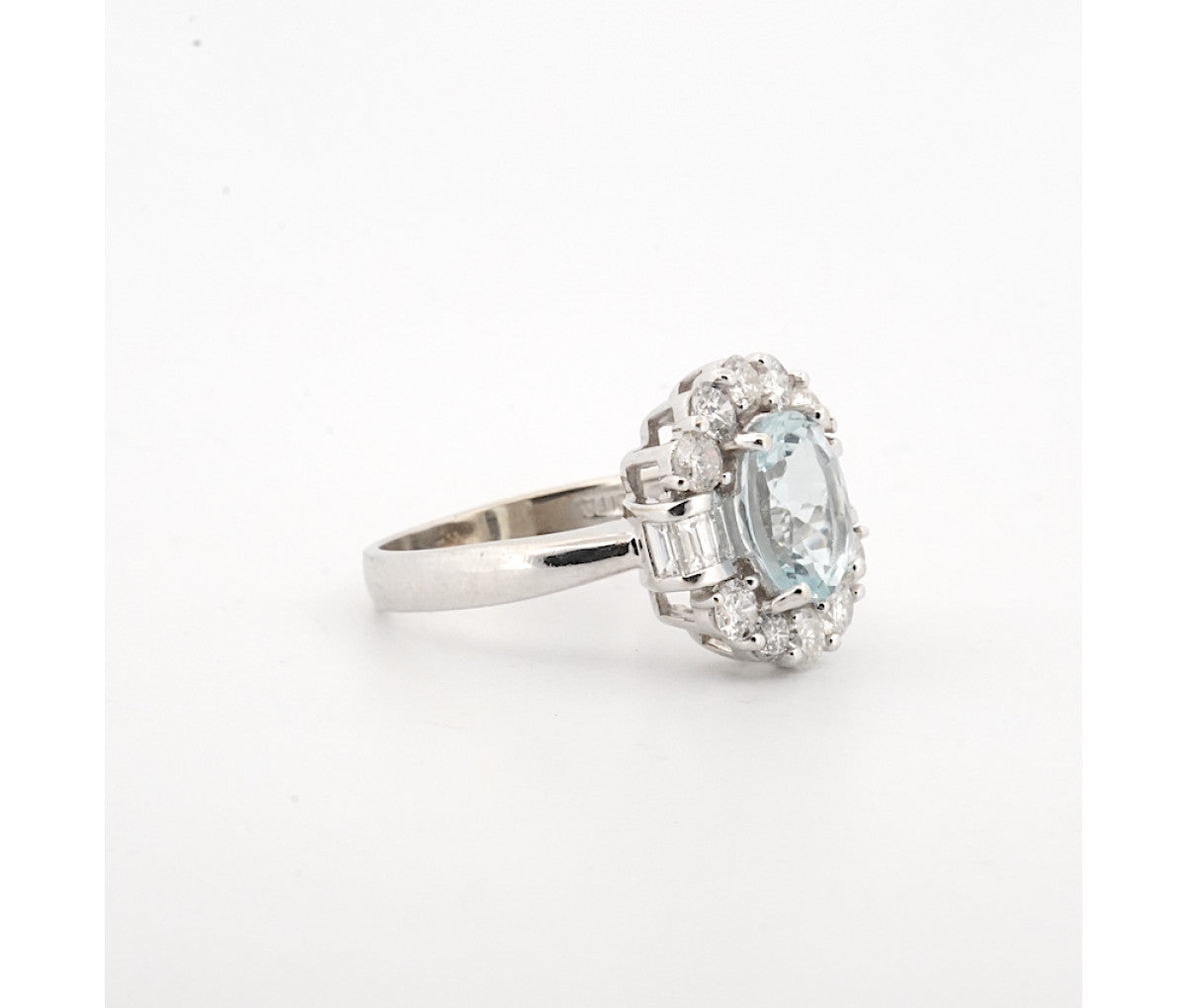 Women's 14k Diamond & Aquamarine Halo Ring