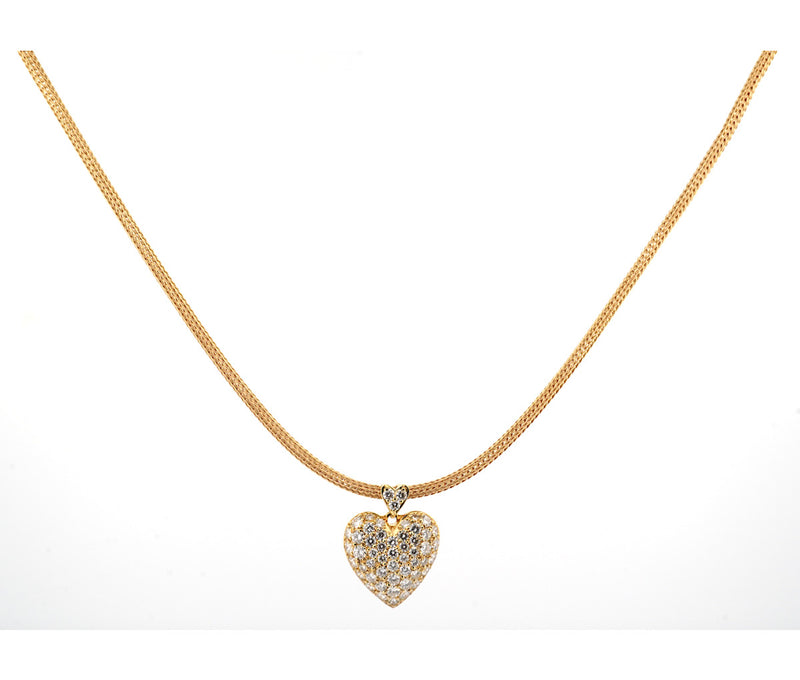 Women's 18k 1.12ct Diamond Heart Pendant Necklace
