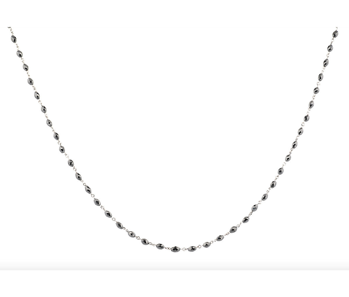 Women's 18k 11.92ct Faceted Black Diamond Bead Link Necklace