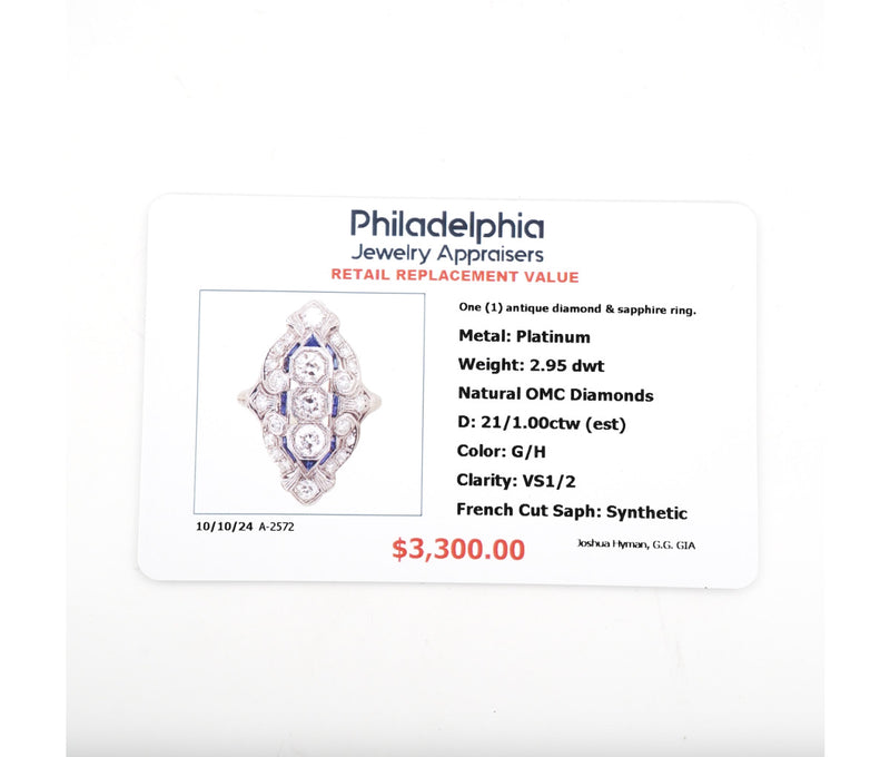 Women's Antique Platinum 1.00ct Diamond Ring