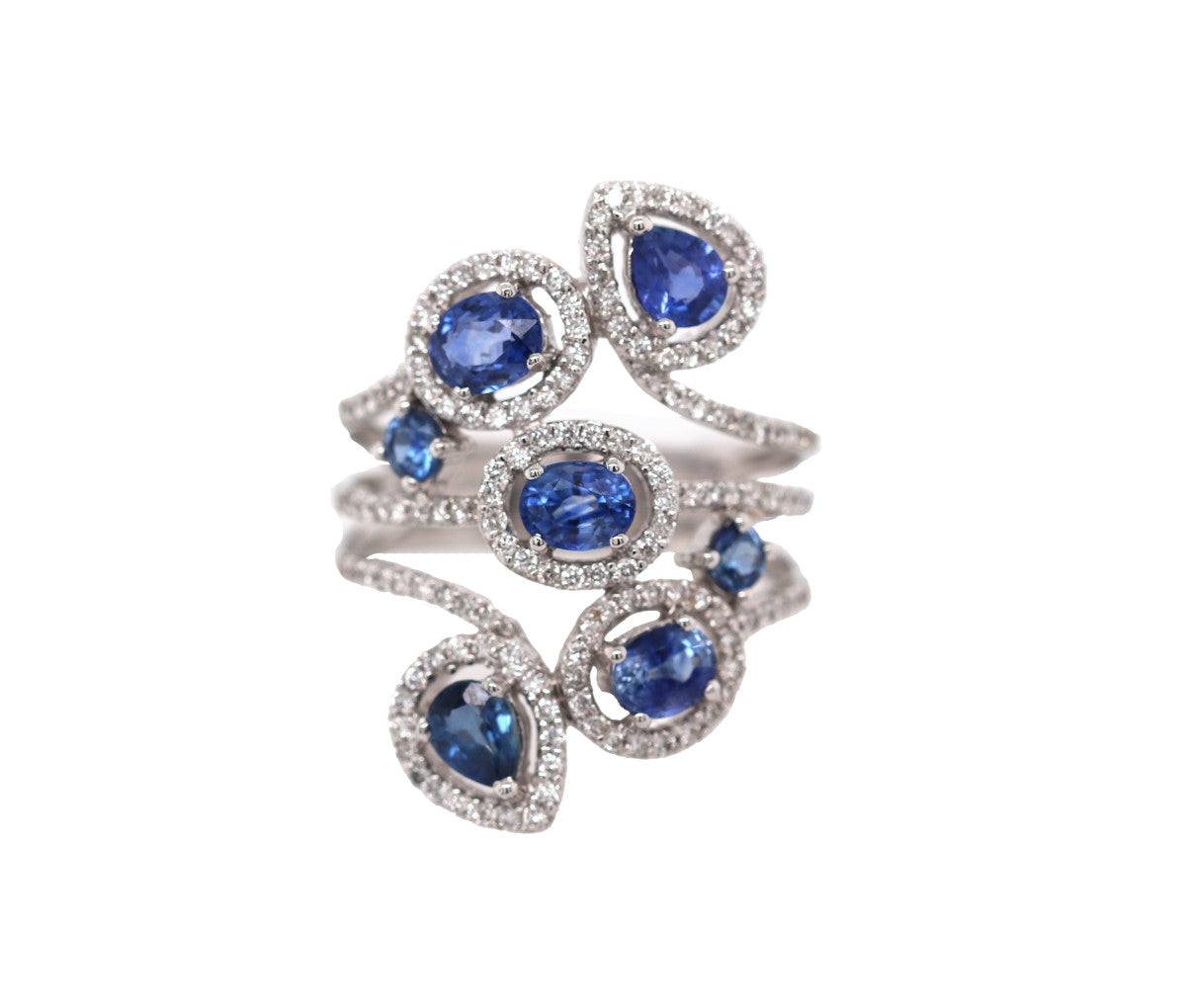 Women's 18K 1.00ct Diamond & Sapphire Ring 5.85dwt
