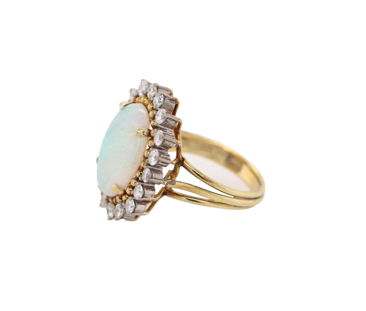 Women's 14k Yellow & White Gold 1.08ct Diamond Opal Ring 1.08dwt