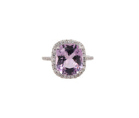 Women's 18k Amethyst & 0.85ct Diamond Ring 2.8dwt
