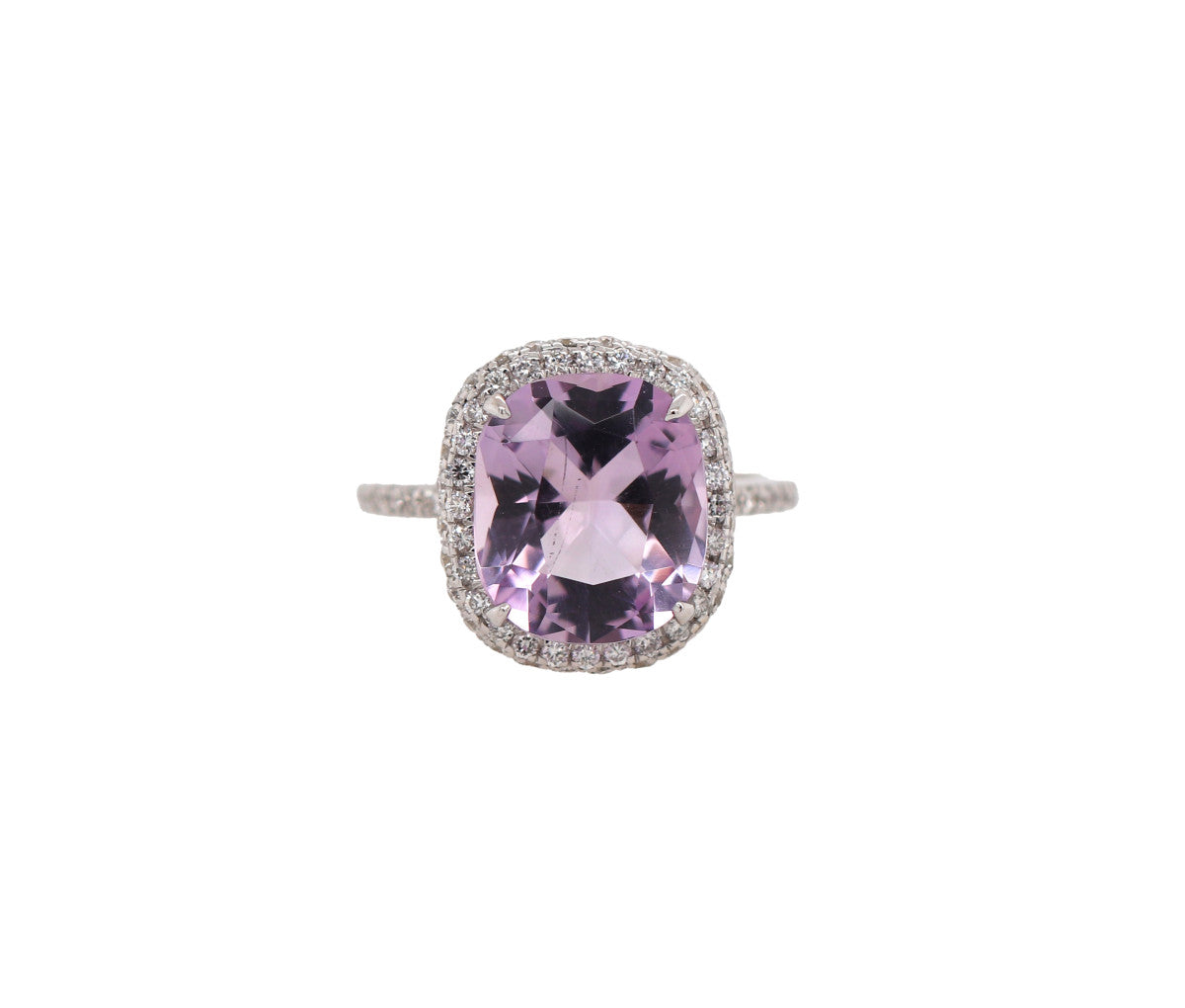 Women's 18k Amethyst & 0.85ct Diamond Ring 2.8dwt