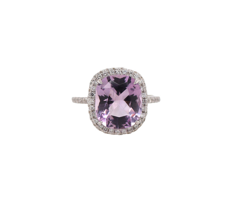 Women's 18k Amethyst & 0.85ct Diamond Ring 2.8dwt