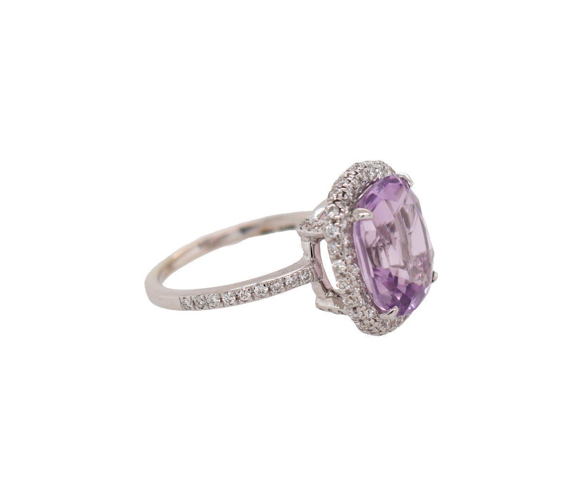 Women's 18k Amethyst & 0.85ct Diamond Ring 2.8dwt