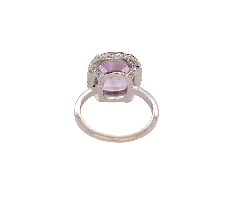 Women's 18k Amethyst & 0.85ct Diamond Ring 2.8dwt