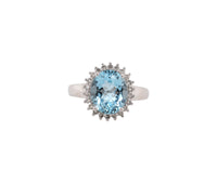 Women's 14k Aquamarine & 0.25ct Diamond Ring 2.57dwt