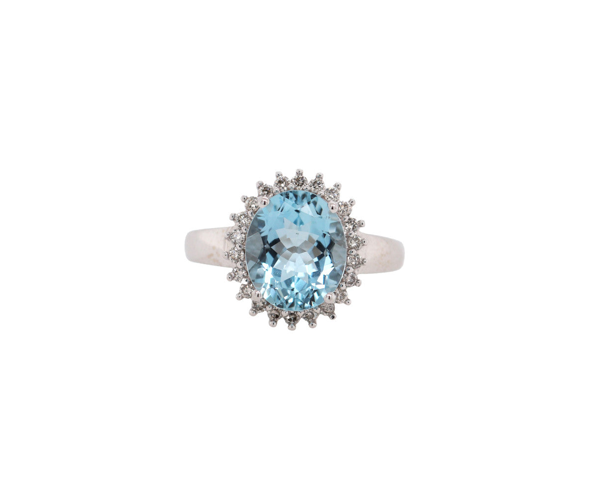 Women's 14k Aquamarine & 0.25ct Diamond Ring 2.57dwt