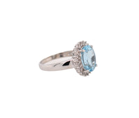 Women's 14k Aquamarine & 0.25ct Diamond Ring 2.57dwt