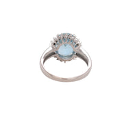 Women's 14k Aquamarine & 0.25ct Diamond Ring 2.57dwt