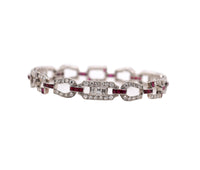 Women's Platinum Ruby & 3.50ct Diamond Bracelet 14.72dwt