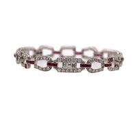 Women's Platinum Ruby & 3.50ct Diamond Bracelet 14.72dwt