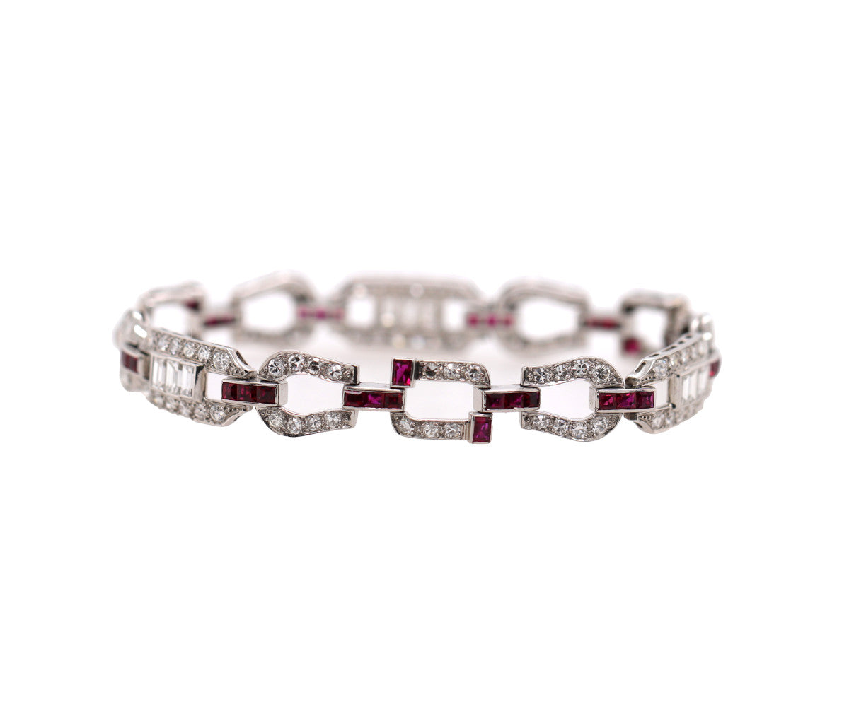 Women's Platinum Ruby & 3.50ct Diamond Bracelet 14.72dwt