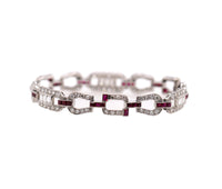 Women's Platinum Ruby & 3.50ct Diamond Bracelet 14.72dwt