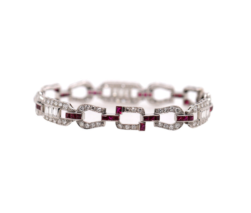 Women's Platinum Ruby & 3.50ct Diamond Bracelet 14.72dwt