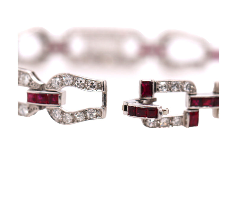Women's Platinum Ruby & 3.50ct Diamond Bracelet 14.72dwt