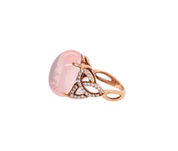 Women's 18k Rose Gold Rose Quartz & 0.50ct Diamond Ring 5.8dwt