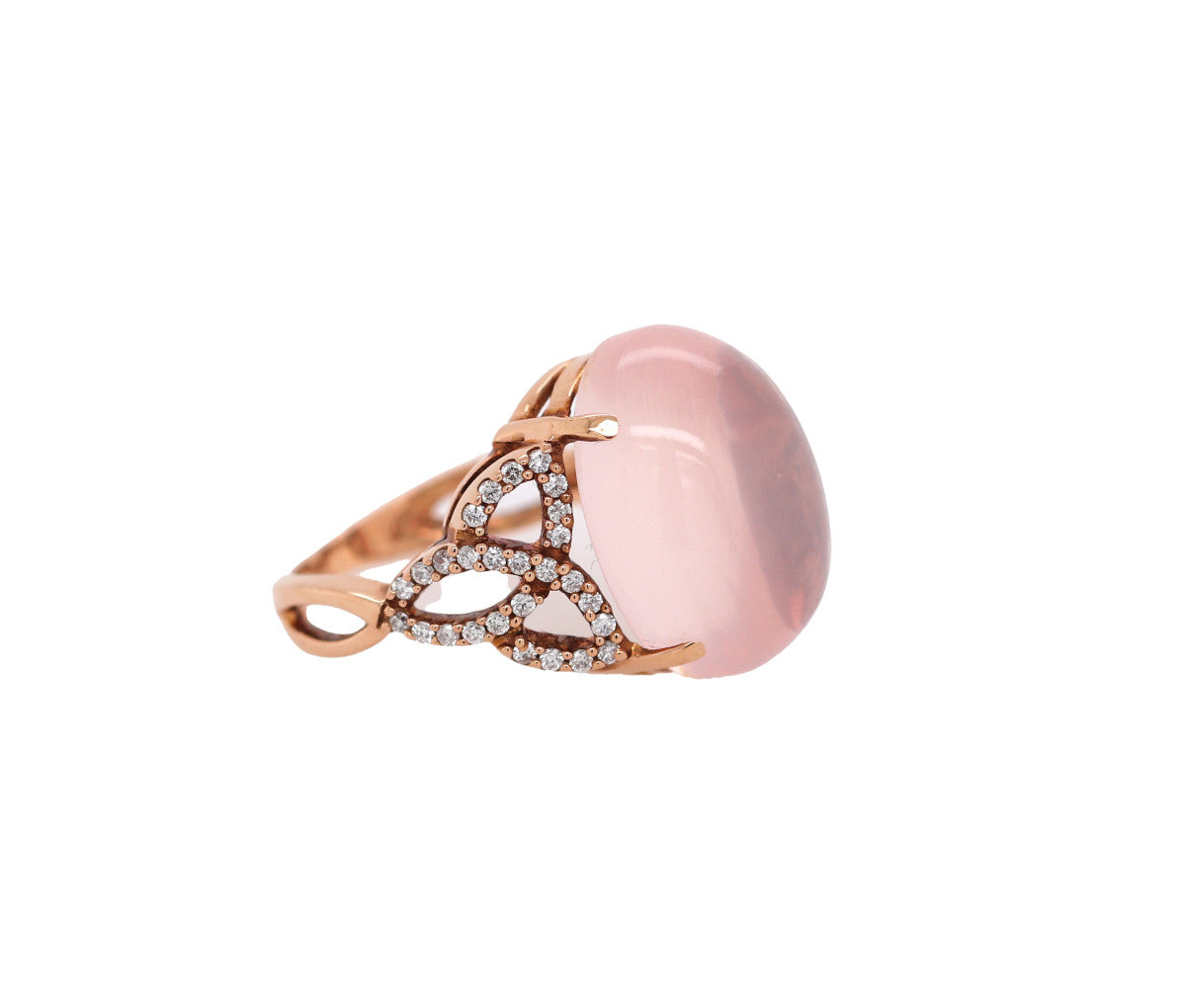 Women's 18k Rose Gold Rose Quartz & 0.50ct Diamond Ring 5.8dwt