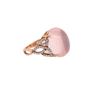 Women's 18k Rose Gold Rose Quartz & 0.50ct Diamond Ring 5.8dwt
