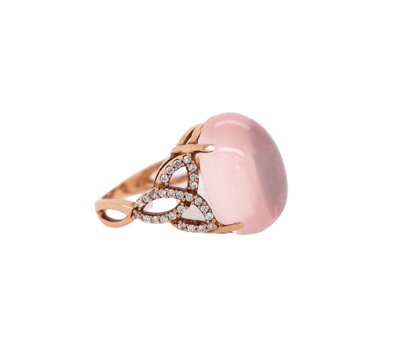 Women's 18k Rose Gold Rose Quartz & 0.50ct Diamond Ring 5.8dwt